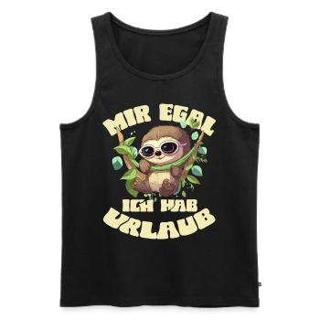 Mir Egal Ich Hab Urlaub Lustiges Faultier Urlaub - Männer Premium Bio Tank Top - Schwarz - Vorne - Michal (187cm)