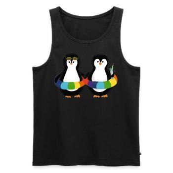 Pinguine im Schwimmring - Männer Premium Bio Tank Top - Schwarz - Vorne - AI Model Male 178 light (178cm)