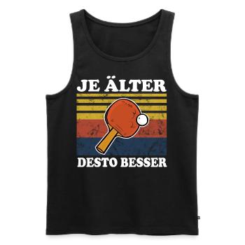 Je älter desto Bester Tischtennis Spruch old alt - Männer Premium Bio Tank Top - Schwarz - Vorne - Michal (187cm)