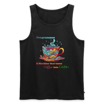 Programmeur - Coffee into Code - Débardeur bio Premium Homme - noir - Devant - AI Model Male 178 light (178cm)