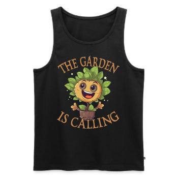 The Garden Is Calling Funny Garden Lovers - Men's Premium Organic Tank Top - black - Front - AI Model Male 178 light (178cm)