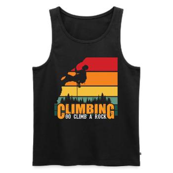 Escalade, montagne, via ferrata, rochers, grimpeurs - Débardeur bio Premium Homme - noir - Devant - AI Model Male 178 light (178cm)