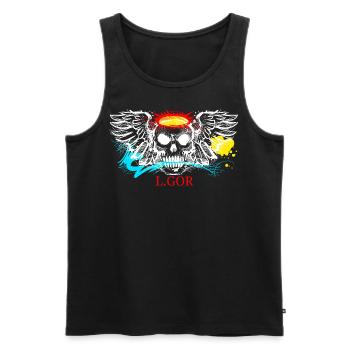 L.Gor stylischer Totenkopf - Männer Premium Bio Tank Top - Schwarz - Vorne - Michal (187cm)