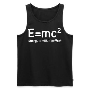 e=mc² - Energy = Milk x Coffee² - Männer Premium Bio Tank Top - Schwarz - Vorne - AI Model Male 178 light (178cm)