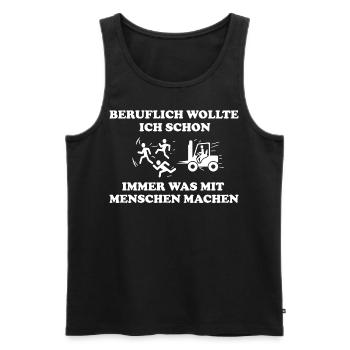 Mit Menschen Arbeiten - Männer Premium Bio Tank Top - Schwarz - Vorne - Michal (187cm)