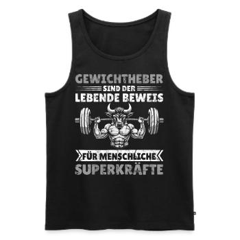Gym Powerlifting Gewichtheber Superkräfte Spruch - Männer Premium Bio Tank Top - Schwarz - Vorne - Michal (187cm)