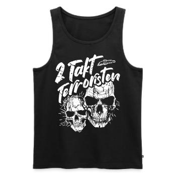 2 Stroke Terrorists - Moped Driver Skulls - Men's Premium Organic Tank Top - black - Front - AI Model Male 178 light (178cm)