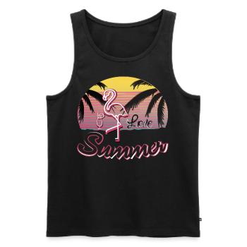 Sommer Sonnenuntergang pink Flamingo - Männer Premium Bio Tank Top - Schwarz - Vorne - AI Model Male 178 light (178cm)