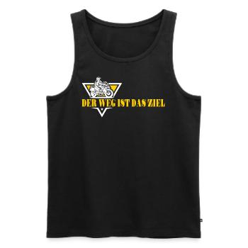 Motorrad Biker Boxer Abenteuer - Der Weg ist Ziel - Männer Premium Bio Tank Top - Schwarz - Vorne - Michal (187cm)