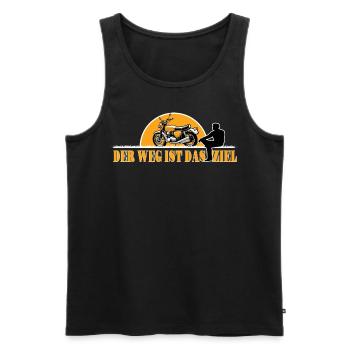 Classic Motorrad Abenteuer - Der Weg ist das Ziel - Männer Premium Bio Tank Top - Schwarz - Vorne - Michal (187cm)