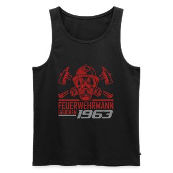 Feuerwehr Feuerwehrmann 1963 Geboren Geburtstag - Männer Premium Bio Tank Top - Schwarz - Vorne - AI Model Male 178 light (178cm)