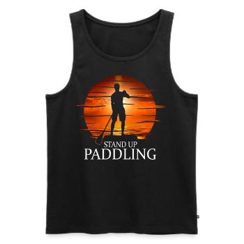 SUP Board Paddle Stand Up Paddling Shirt - Men's Premium Organic Tank Top - black - Front - AI Model Male 178 light (178cm)