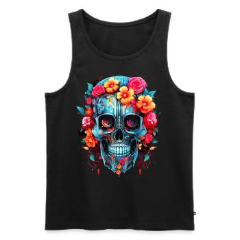 Cyborg Skull Robot Android Sugar Skull - Débardeur bio Premium Homme - noir - Devant - AI Model Male 178 light (178cm)