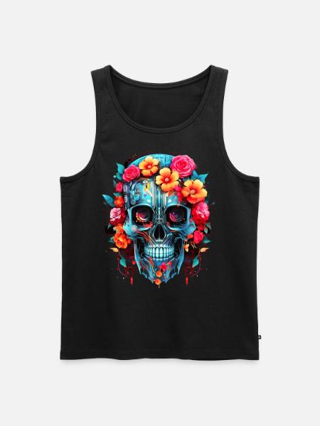 Cyborg Skull Robot Android Sugar Skull - Men's Premium Organic Tank Top - black