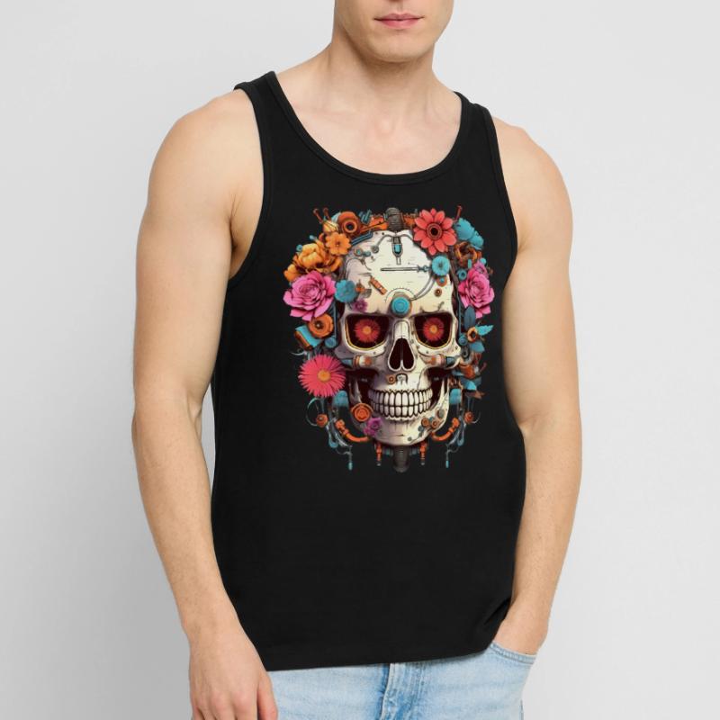 Cyborg Skull Robot Android Sugar Skull Débardeur bio Premium Homme