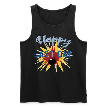 Happy last day with bomb - Men's Premium Organic Tank Top - black - Front - AI Model Male 178 light (178cm)