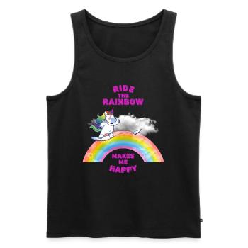 Einhorn surft auf einem Regenbogen. - Männer Premium Bio Tank Top - Schwarz - Vorne - Michal (187cm)