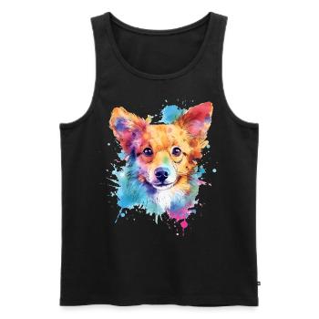 Ein farbenfroher Hund im Watercolor Style - Männer Premium Bio Tank Top - Schwarz - Vorne - Michal (187cm)