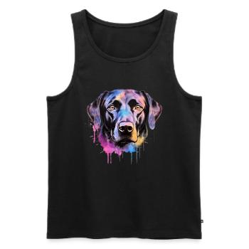 Ein farbenfroher Labrador im Watercolor Style - Männer Premium Bio Tank Top - Schwarz - Vorne - Michal (187cm)