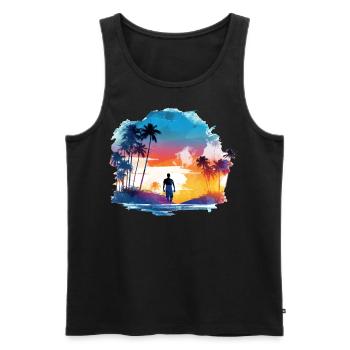Einfach nur Sommer, Sonne und Strand - Männer Premium Bio Tank Top - Schwarz - Vorne - Michal (187cm)