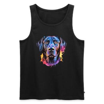 Ein farbenfroher Labrador - Männer Premium Bio Tank Top - Schwarz - Vorne - Michal (187cm)