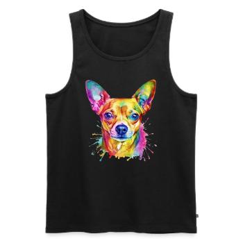 Ein farbenfroher Chihuahua - Männer Premium Bio Tank Top - Schwarz - Vorne - Michal (187cm)