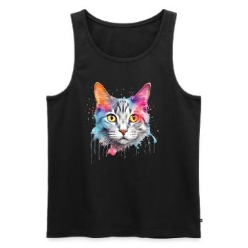 Ein farbenfroher persischer Kater - Männer Premium Bio Tank Top - Schwarz - Vorne - Michal (187cm)