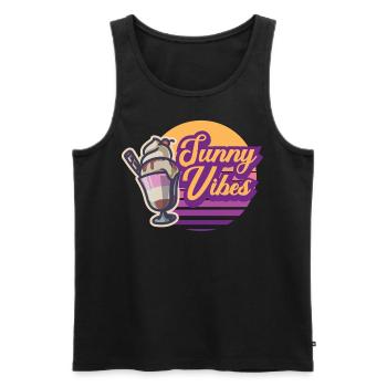 Sunny Vibes Retro Icecream Sun coucher de soleil Glaces été - Débardeur bio Premium Homme - noir - Devant - AI Model Male 178 light (178cm)