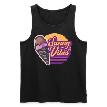Sunny Vibes Retro Icecream Sun coucher de soleil Glaces été - Débardeur bio Premium Homme - noir - Devant - AI Model Male 178 light (178cm)