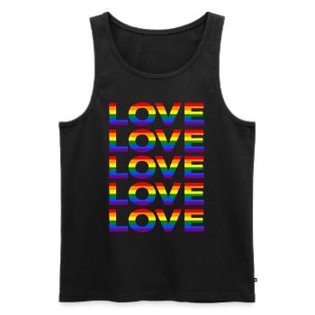 Pride LGBT LGBTQ Rainbow Flag Love CSD Gift - Men's Premium Organic Tank Top - black - Front - AI Model Male 178 light (178cm)