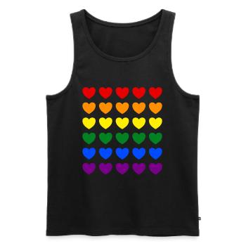 Pride Herzen Regenbogen Farben LGBT LGBTQ Geschenk - Männer Premium Bio Tank Top - Schwarz - Vorne - AI Model Male 178 light (178cm)