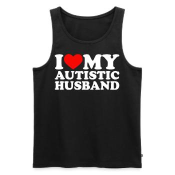 I Love My Autistic Husband Heart My Husband Autism - Débardeur bio Premium Homme - noir - Devant - AI Model Male 178 light (178cm)