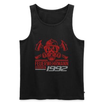 Feuerwehr Feuerwehrmann 1992 Geboren Geburtstag - Männer Premium Bio Tank Top - Schwarz - Vorne - AI Model Male 178 light (178cm)
