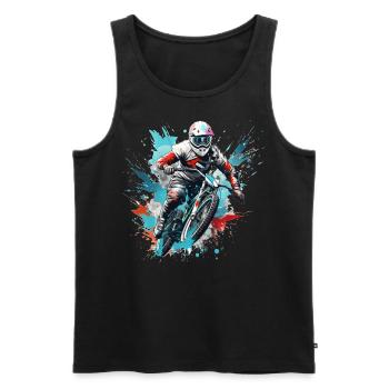 Rider de BMX - Débardeur bio Premium Homme - noir - Devant - AI Model Male 178 light (178cm)