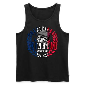 Unique Oi Skinhead - Men's Premium Organic Tank Top - black - Front - AI Model Male 178 light (178cm)