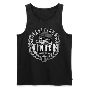 Unique Oi Skinhead - Débardeur bio Premium Homme - noir - Devant - AI Model Male 178 light (178cm)