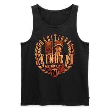 Unique Oi Skinhead - Men's Premium Organic Tank Top - black - Front - AI Model Male 178 light (178cm)