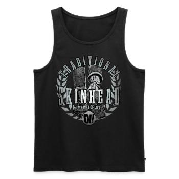 Unique Oi Skinhead - Men's Premium Organic Tank Top - black - Front - AI Model Male 178 light (178cm)