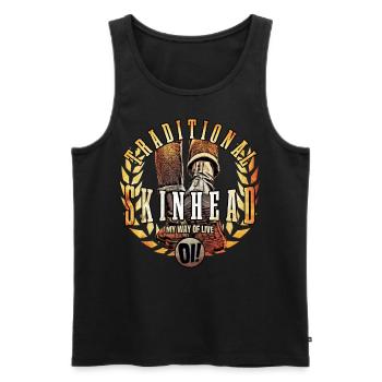 Einzigartiges Oi Skinhead - Männer Premium Bio Tank Top - Schwarz - Vorne - AI Model Male 178 light (178cm)