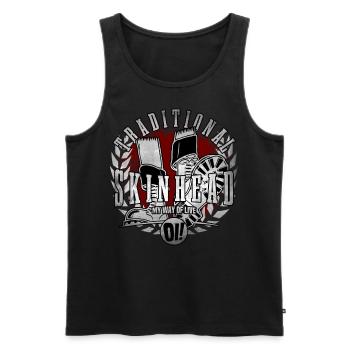 Unique Oi Skinhead - Débardeur bio Premium Homme - noir - Devant - AI Model Male 178 light (178cm)