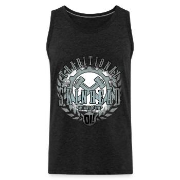 Unique Oi Skinhead - Men's Premium Organic Tank Top - charcoal grey - Front - Alexander (188cm)