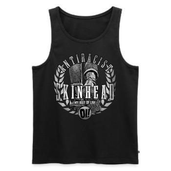 Unique Oi Skinhead - Débardeur bio Premium Homme - noir - Devant - AI Model Male 178 light (178cm)