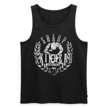 Unique Oi Skinhead - Débardeur bio Premium Homme - noir - Devant - AI Model Male 178 light (178cm)