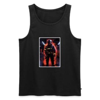 Heroic firefighter design for real heroes - Men's Premium Organic Tank Top - black - Front - AI Model Male 178 light (178cm)