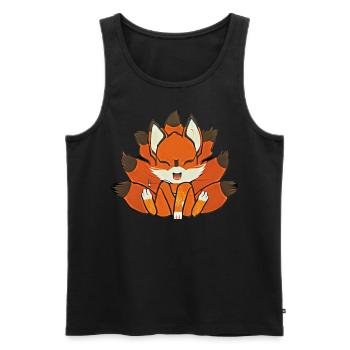 Manga Kitsune Renard Anime Kumiho Masque Manga Otaku - Débardeur bio Premium Homme - noir - Devant - AI Model Male 178 light (178cm)