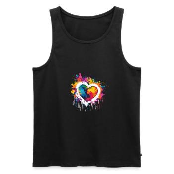 Drapeau arc-en-ciel pour les droits de l’homosexualité LGBT - Débardeur bio Premium Homme - noir - Devant - Michal (187cm)