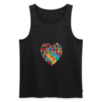 Regenbogenfarbe Herz LGBTQ Liebe & Rechte - Männer Premium Bio Tank Top - Schwarz - Vorne - Michal (187cm)