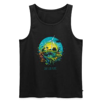Rettet unseren Planeten - Umweltschutz Klimaschutz - Männer Premium Bio Tank Top - Schwarz - Vorne - AI Model Male 178 light (178cm)