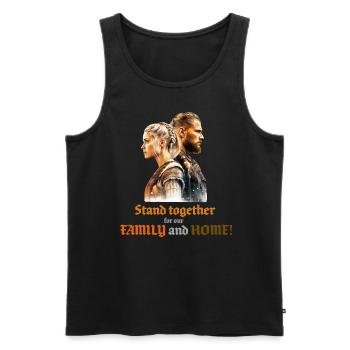 Viking couple stands close together and fights! - Men's Premium Organic Tank Top - black - Front - AI Model Male 178 light (178cm)