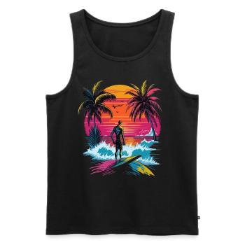 Summer Sun Palm Beach Island Surfboard - Men's Premium Organic Tank Top - black - Front - Michal (187cm)